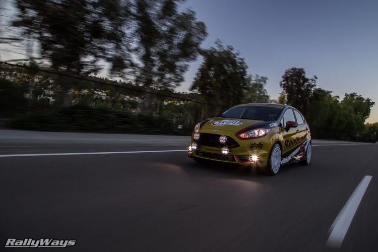 Ford Fiesta ST Rally Lights Rolling Shot at Dawn - Baja Designs Squadron Pro